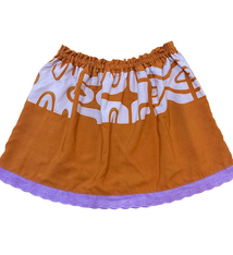 Ginger Leong Made in Hawaii Hula Iki Top-Small/Med-Light Brown with Lavender Design/Light Purple Lace