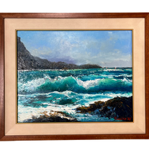Ed Furuike High Surf Kaʻena Point – Original Oil Painting by Ed Furuike | Magnolia Hawaii