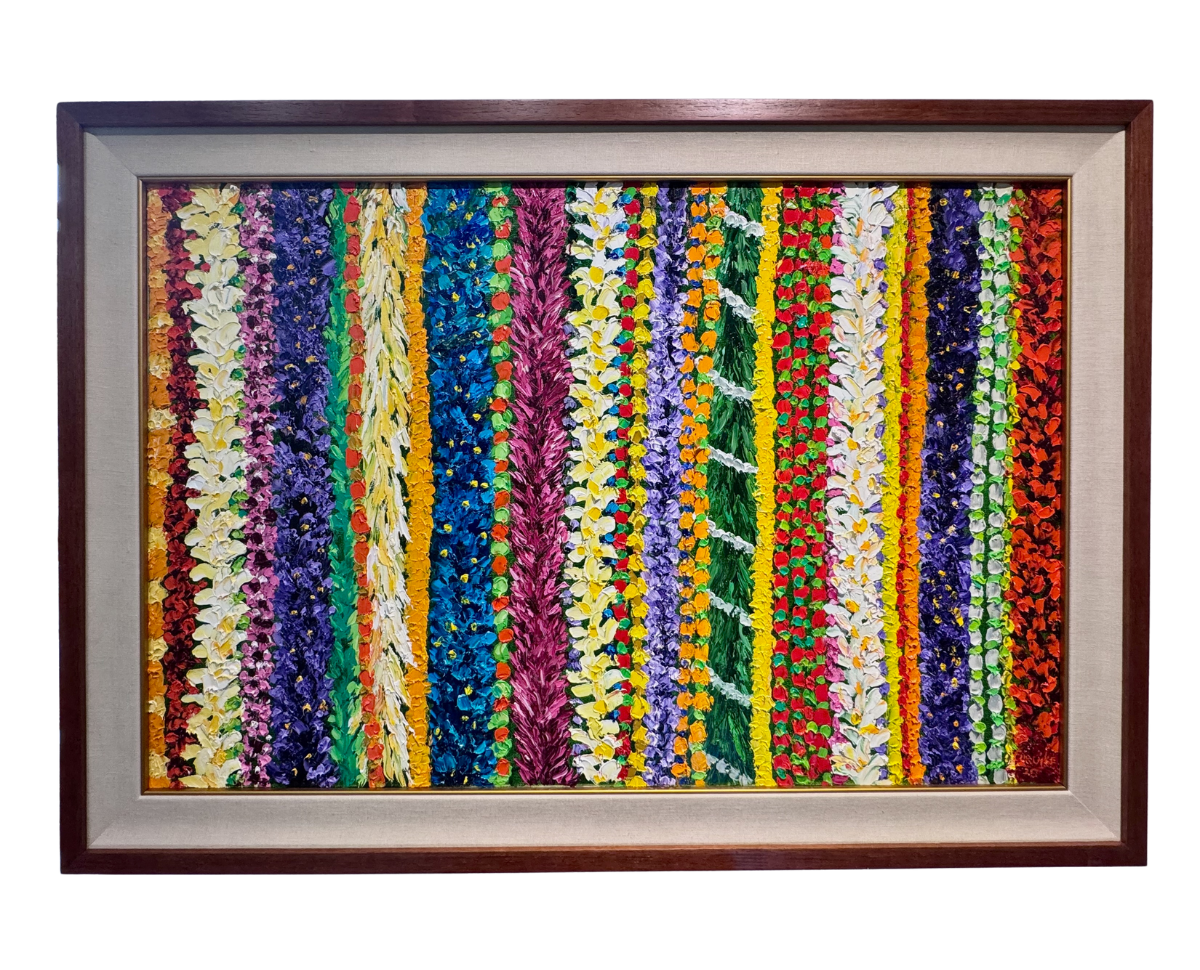 Ed Furuike ALOHA PUMEHANA, 24X36 FRAMED ORIGINAL PALETTE KNIFE OIL PAINTING