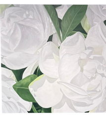 Teresa Field Gardenias in Sunlight V – 36x36 Original Oil Painting by Terry Field