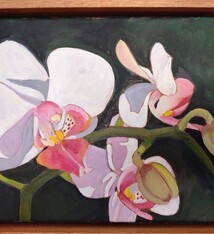 Ellen Michino PINK ORCHID SPRAY, ORIGINAL OIL PAINTING 8X10 FRAMED