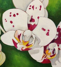 Ellen Michino SPOTTY ORCHID SPRAY, ORIGINAL OIL PAINTING 8X10 FRAMED