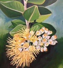 Ellen Michino Yellow Lehua – Original Oil Painting by Ellen Michino (11×14 Framed)