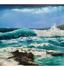 Ed Furuike Winter Squall, Haleʻiwa Beach – Original Oil by Ed Furuike (36×24)