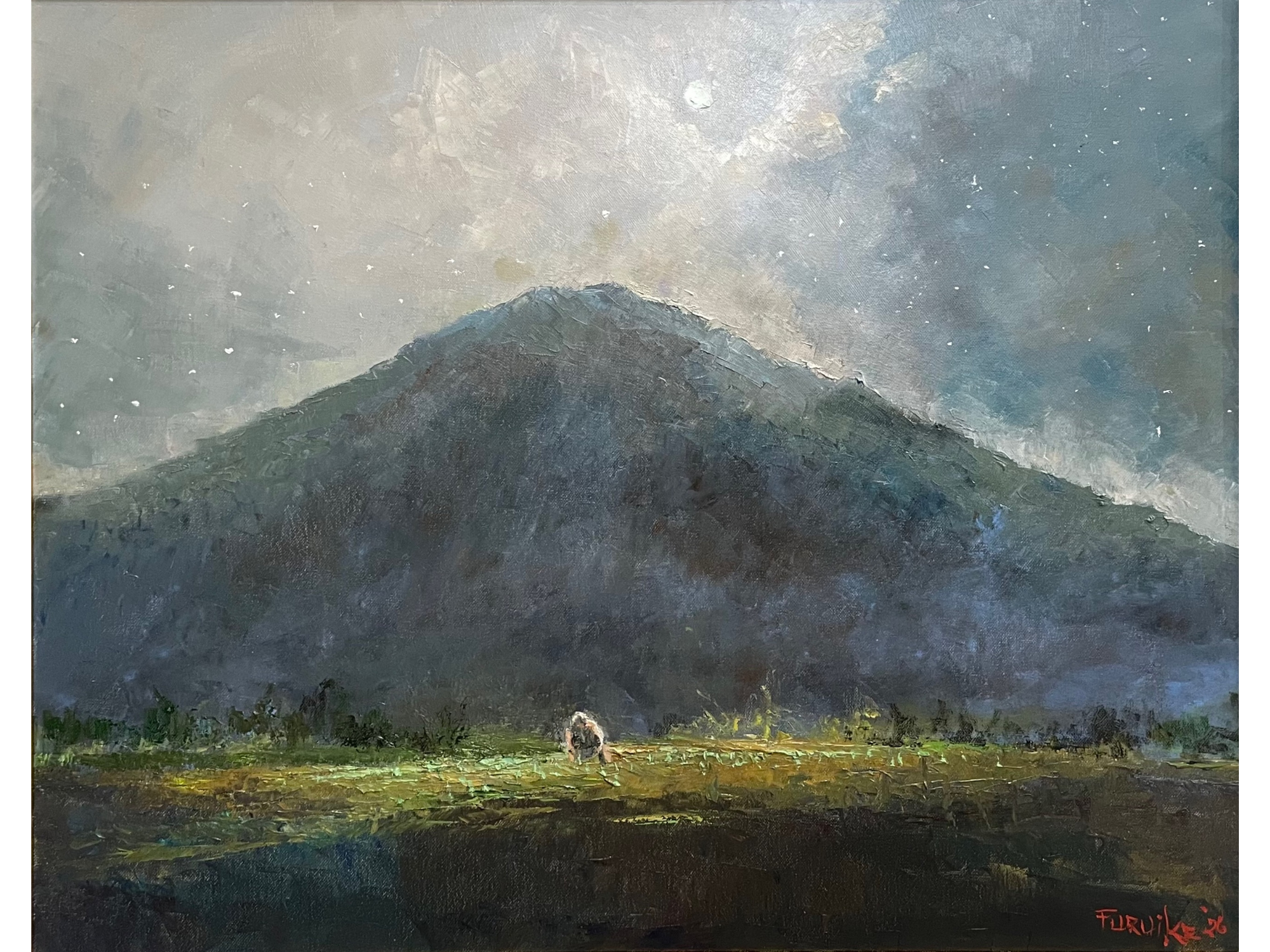 Ed Furuike Malama O Ka Aina, 30X24 Framed Original Palette Knife Oil Painting