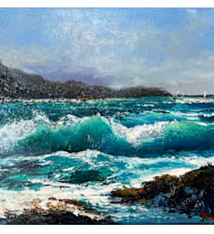 Ed Furuike High Surf Kaʻena Point – Original Oil Painting by Ed Furuike | Magnolia Hawaii