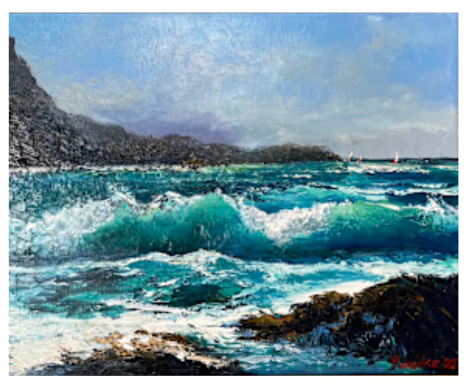 Ed Furuike High Surf Kaʻena Point – Original Oil Painting by Ed Furuike | Magnolia Hawaii