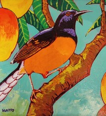 Gary Kato White-rumped Shama – Original Acrylic Painting by Gary Kato (8×10)