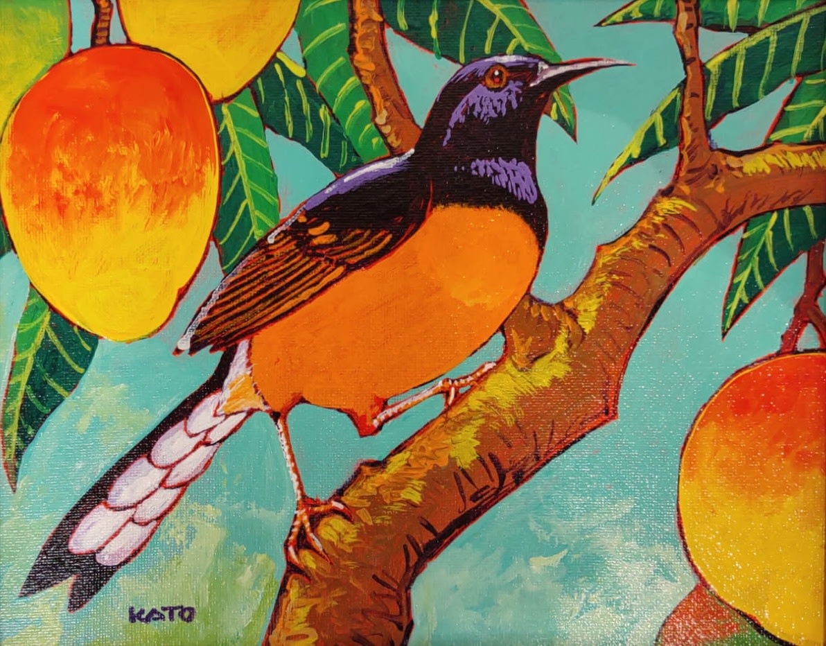 Gary Kato White-rumped Shama – Original Acrylic Painting by Gary Kato (8×10)