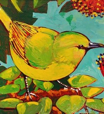 Gary Kato ʻAmakihi – Original Acrylic Painting by Gary Kato (5×7)