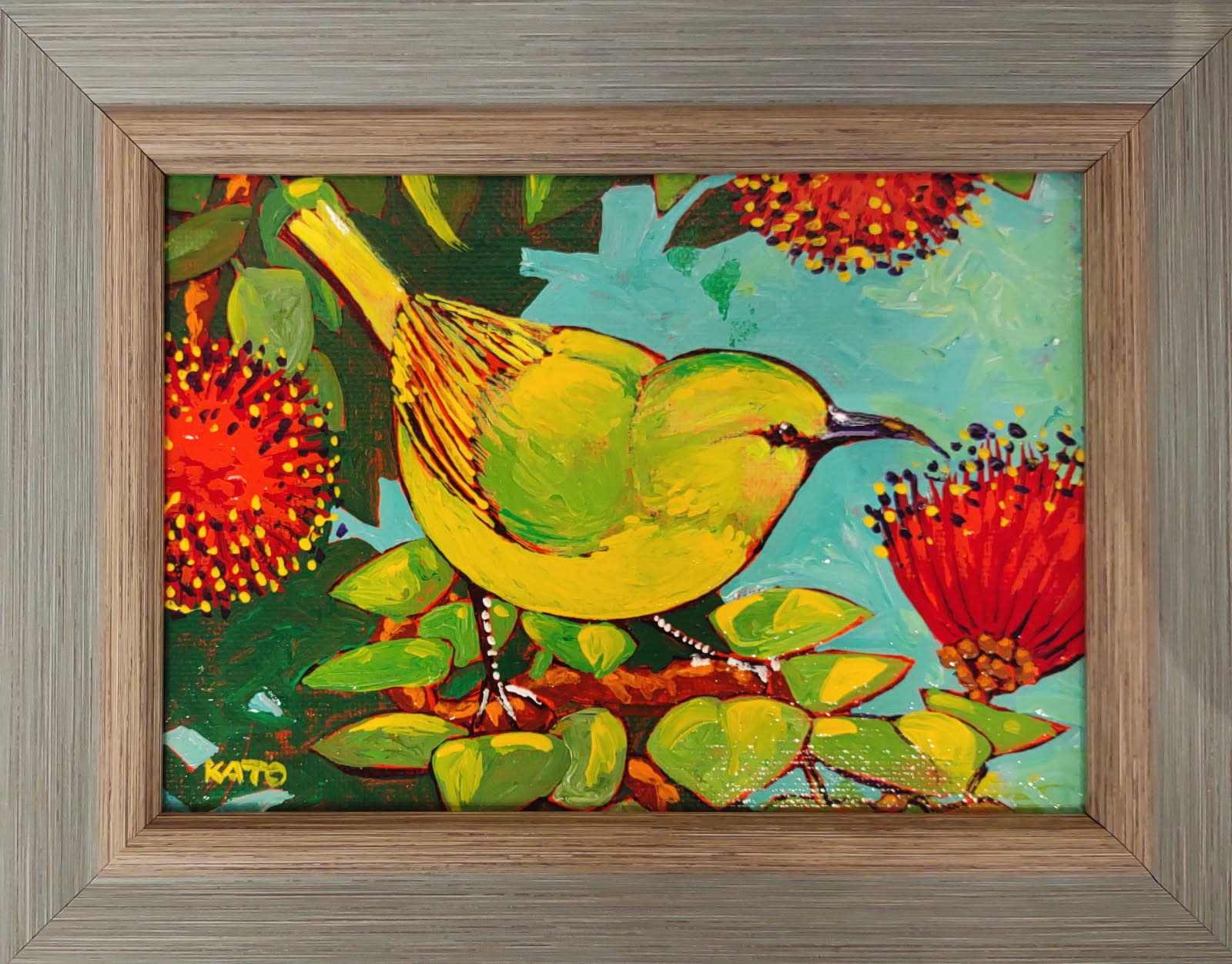 Gary Kato ʻAmakihi – Original Acrylic Painting by Gary Kato (5×7)