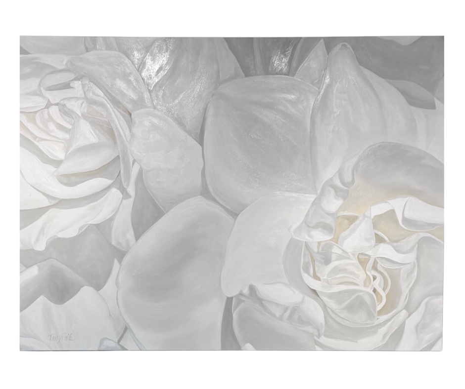 Teresa Field Gardenia Bliss III – Original Oil Painting by Terry Field (36×49 Gallery Wrap)