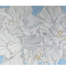 Teresa Field Double White Hibiscus II – Original Oil Painting by Terry Field (36×49 Gallery Wrap)