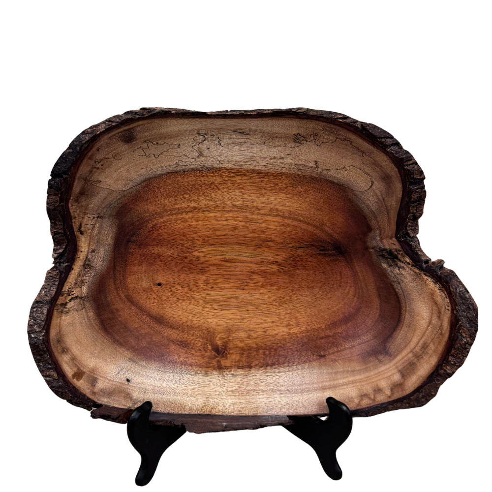 Aaron Hammer Koa Platter with Stand – Hand Turned by Aaron Hammer (14″)