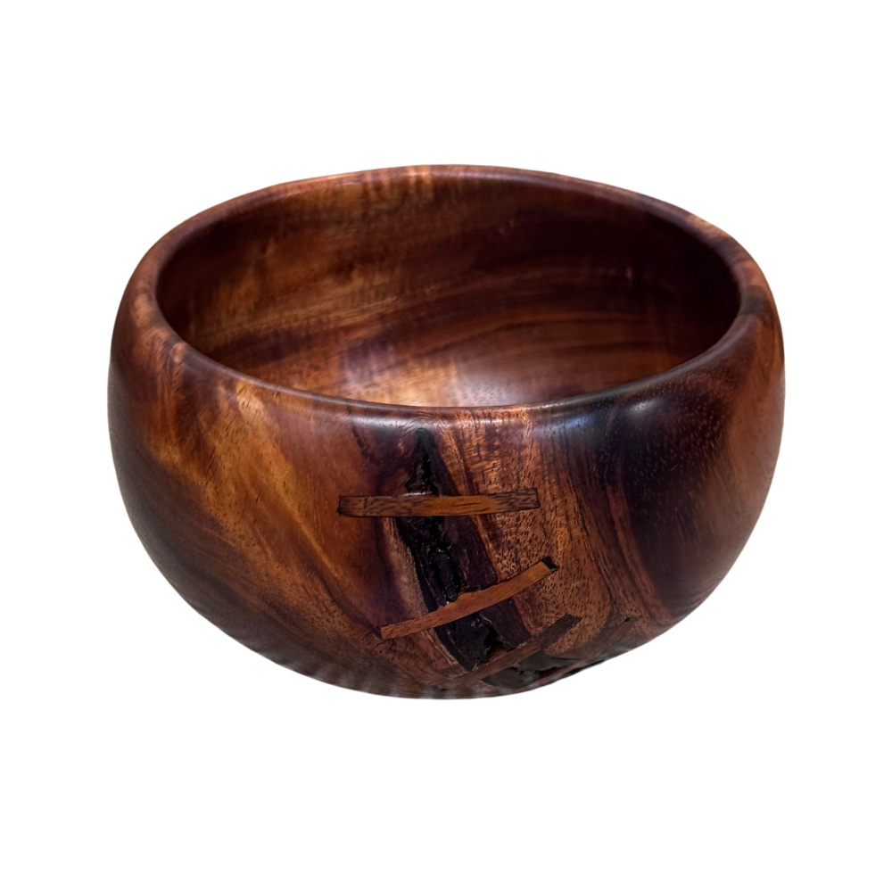 Aaron Hammer Koa Traditional Bowl with Koa Stitches – Hand Turned by Aaron Hammer (7″)