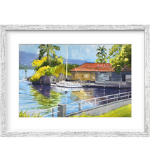 Matt Coffman Suisan at Hilo Bay – Framed Original Watercolor by Matt Coffman (28.5×21.25)