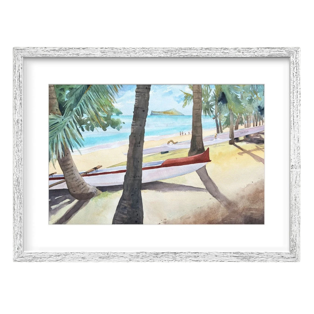 Matt Coffman Kaiona Landing – Framed Original Watercolor by Matt Coffman (21.25×28.5)