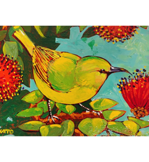 Gary Kato ʻAmakihi – Original Acrylic Painting by Gary Kato (5×7)