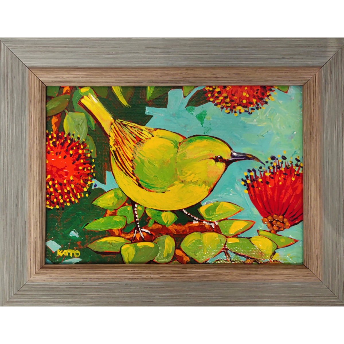 Gary Kato ʻAmakihi – Original Acrylic Painting by Gary Kato (5×7)