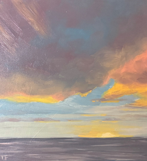 Teresa Field LAST LIGHT 8, 8X8 ORIGINAL OIL ON WOOD PANEL