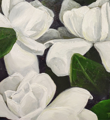 Teresa Field GARDENIAS AT NIGHT II,  8X8 ORIGINAL OIL ON CRADLED WOOD PANEL