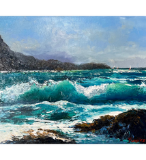 Ed Furuike High Surf Kaʻena Point – Original Oil Painting by Ed Furuike | Magnolia Hawaii