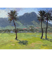Lynne Boyer Diamond Head Morning Walk – Original Oil Painting by Lynne Boyer | Magnolia Hawaii