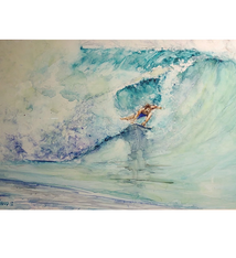 Dwayne Adams Steep Face – Framed Original Watercolor by Dwayne Adams (24×17)