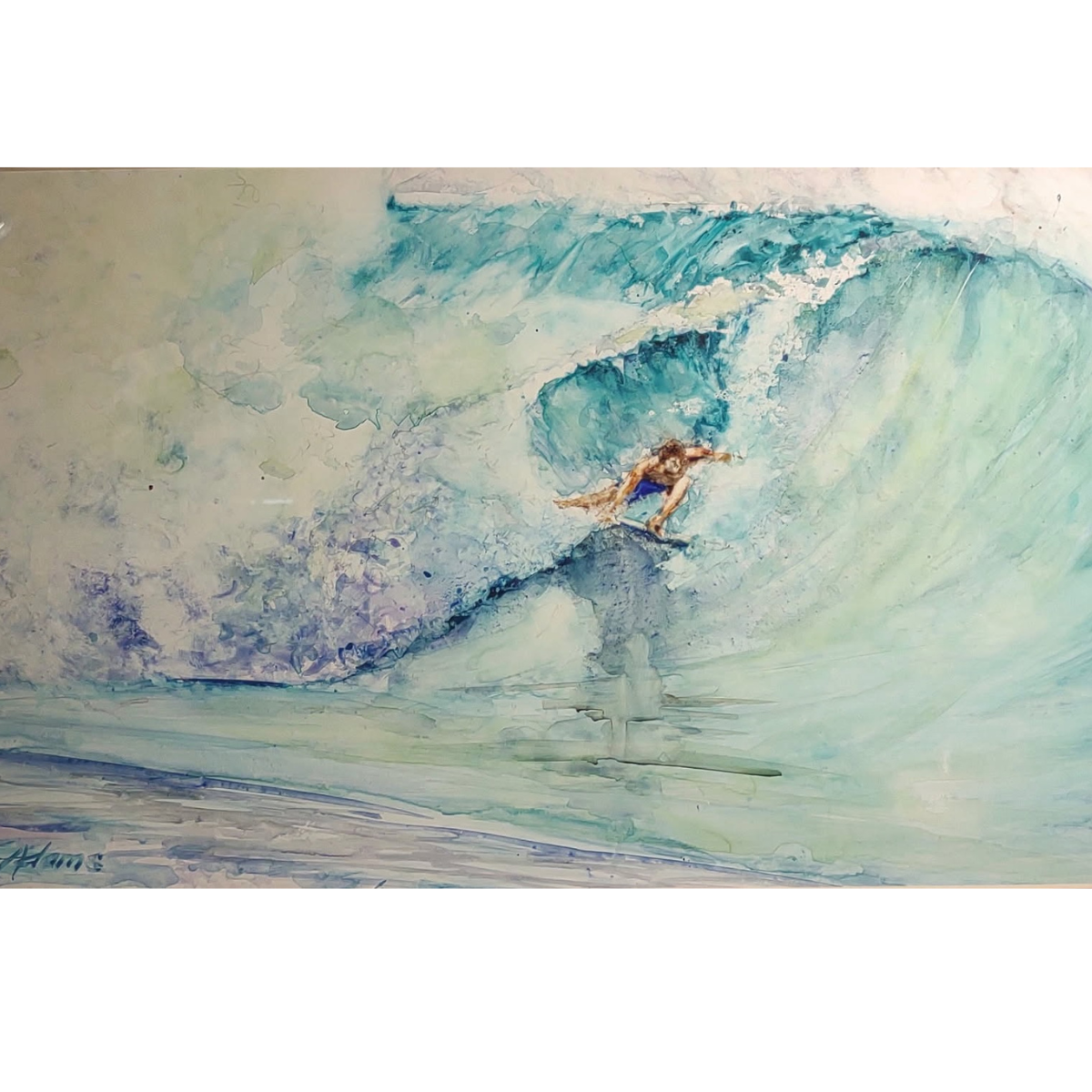 Dwayne Adams Steep Face – Framed Original Watercolor by Dwayne Adams (24×17)