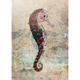 John Baran BROWN SEA HORSE, 9X12 PRINT ON WOOD