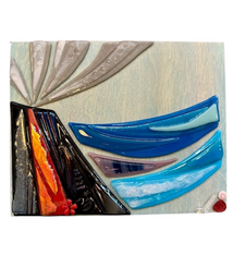 Shelly Batha Pele's Beauty, 8x10 Fused Glass on Wood Panel