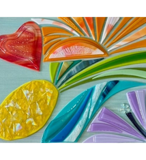 Shelly Batha Anuenue, 16x20 Fused Glass on Wood Panel