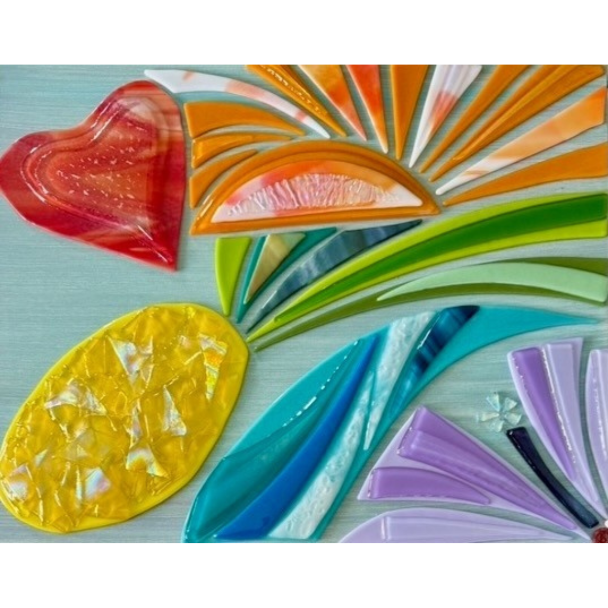 Shelly Batha Anuenue, 16x20 Fused Glass on Wood Panel