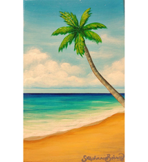 Stephanie Boinay DAYLIGHT PALM BEACH, 3.25X5 ORIGINAL ACRYLIC PAINTING ON WOOD PANEL
