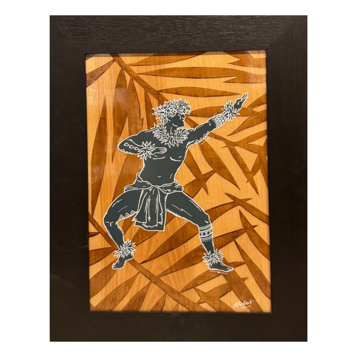 Eduardo Bolioli HULA II, FRAMED ORIGINAL PAINTING (APPROX 9X13, 13X16.5 WITH FRAME)