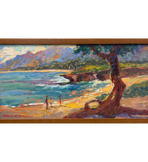 Mark Brown Mark Brown Pounders Beach Oil Painting Framed 12 x 24