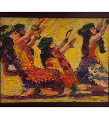 Mark Brown Mark Brown Hula in Motion Original Oil Painting Framed 11 x 14