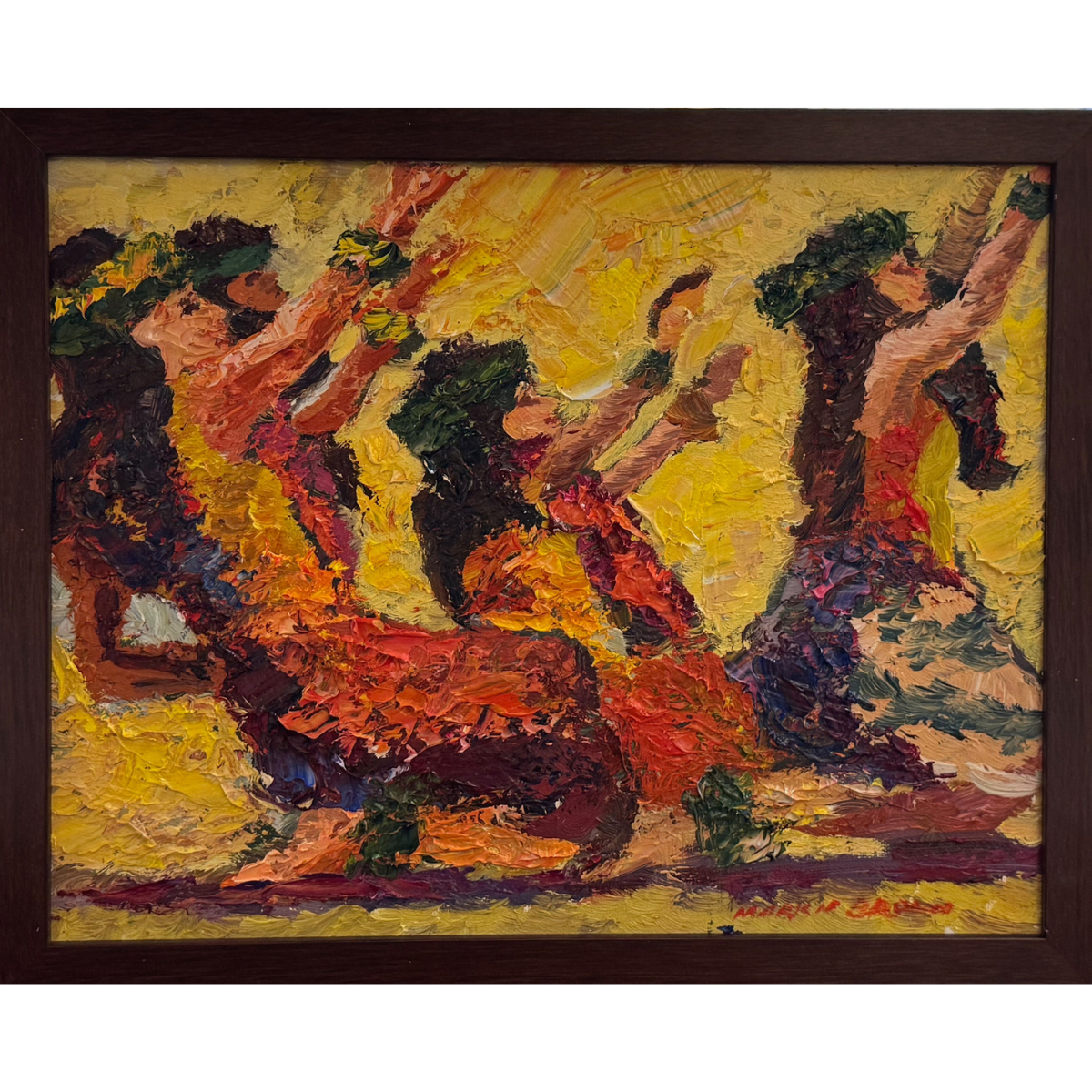 Mark Brown Mark Brown Hula in Motion Original Oil Painting Framed 11 x 14