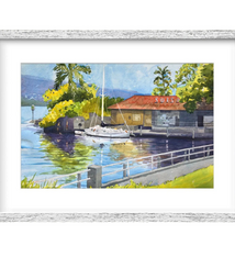 Matt Coffman Suisan at Hilo Bay – Framed Original Watercolor by Matt Coffman (28.5×21.25)