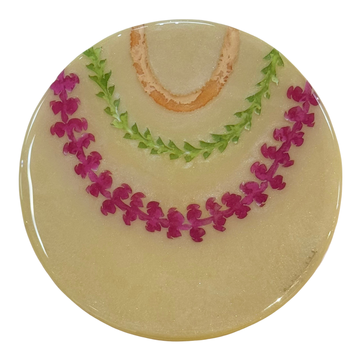 Ana Lucia Gardeazabal “Lei Mau Loa 5” Round 8" Original Resin Painting by Ana Lucia Gardeazabal | Hawai‘i Fine Art | Magnolia Hawaii