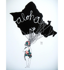 Kris Goto Aloha Oahu, 11”x14” Matted Art Print