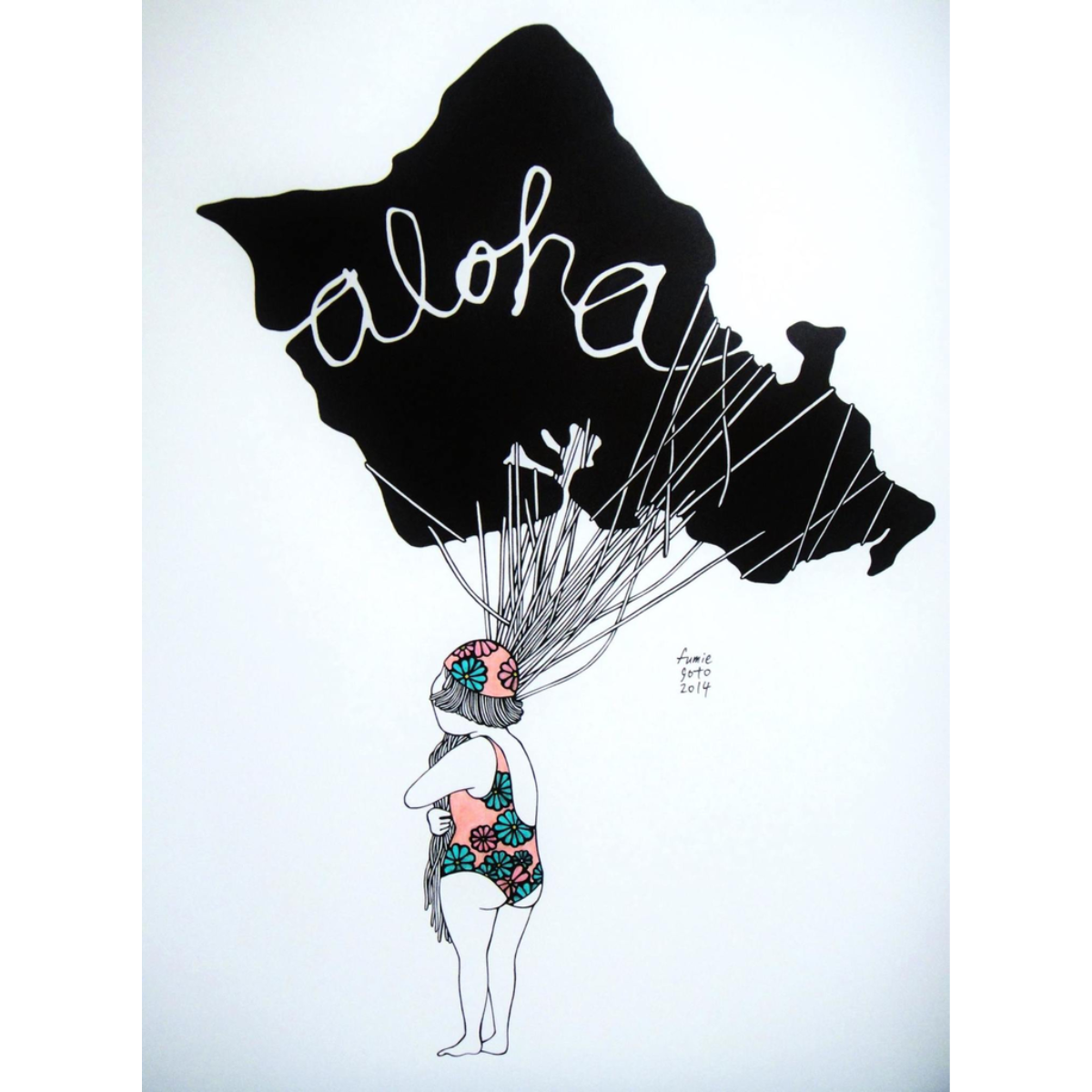 Kris Goto Aloha Oahu, 11”x14” Matted Art Print