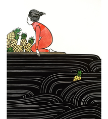 Kris Goto Pineapples, 11”x14” Matted Art Print