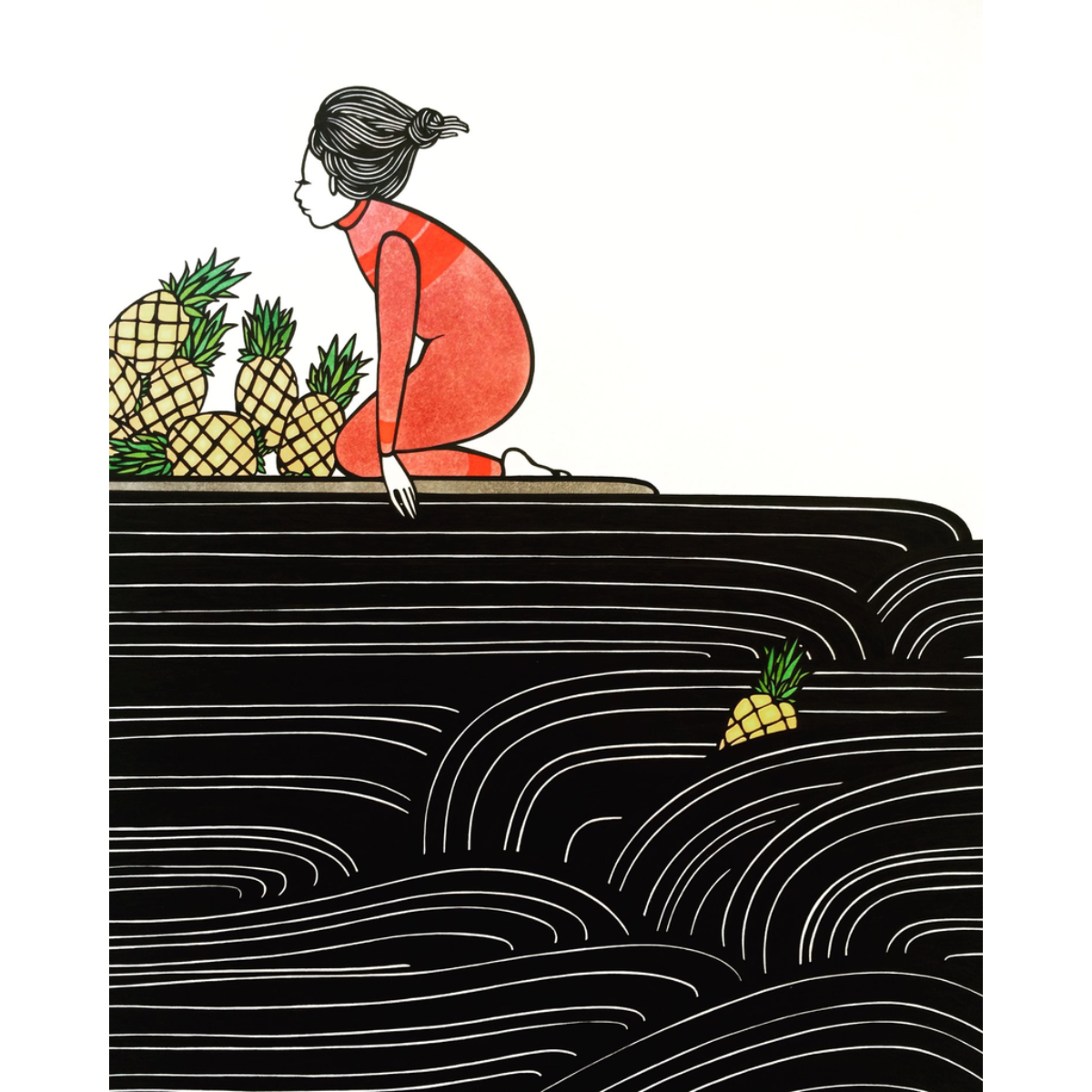 Kris Goto Pineapples, 11”x14” Matted Art Print