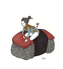 Kris Goto Spam Girl, 11”x14” Matted Art Print