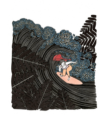 Kris Goto Umbrella Squeeze, 11”x14” Matted Art Print