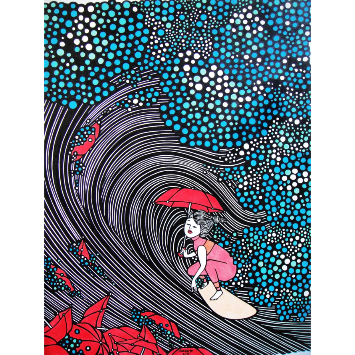 Kris Goto Umbrellas, 11”x14” Matted Art Print