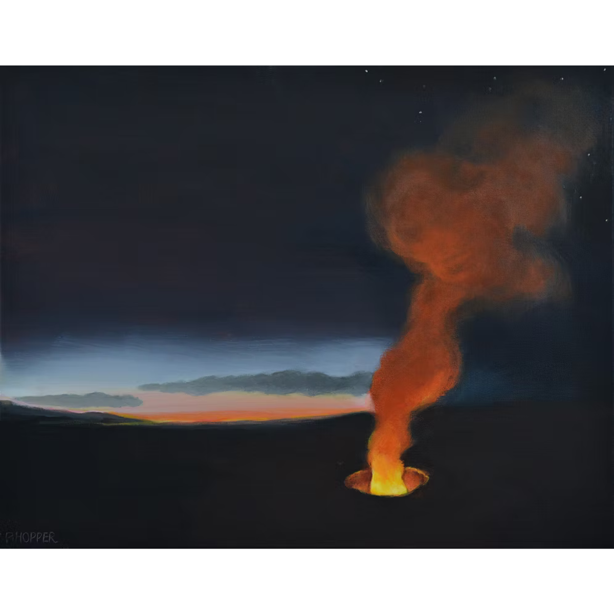 Pegge Hopper Starry Night (Volcano) – Framed Canvas Giclée by Pegge Hopper (25×31.5)