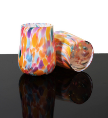 Brad Smith Studios HANDBLOWN GLASS WINE GLASS: RAINBOW MIX