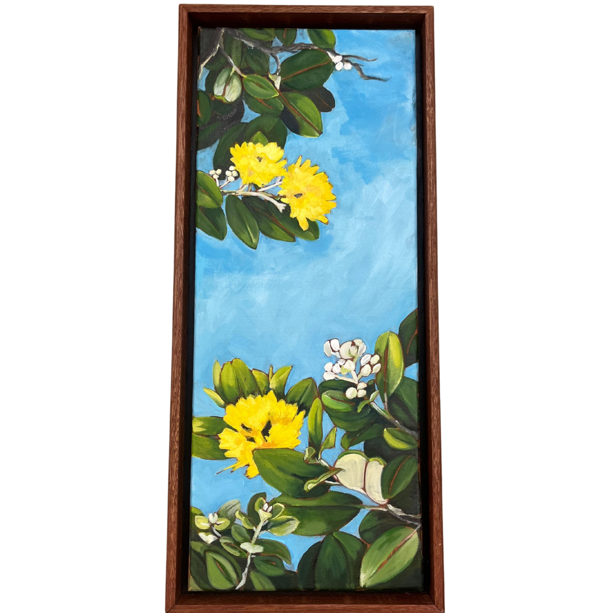 Ellen Michino “Yellow Lehua” Framed Original Oil Painting by Ellen Michino | Hawaiʻi Fine Art | Magnolia Hawaii